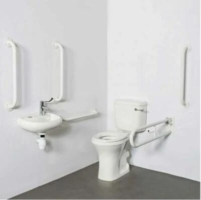 Doc M Pack Disabled Bathroom Suite Basin Sink Tap Toilet Seat Grab Rails