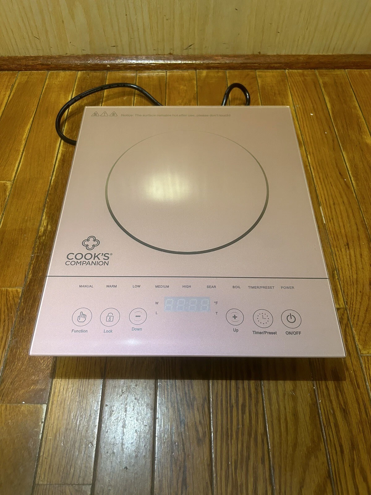 Cook'sCompanion Rose Gold 1500WLED Colored Glass Programmable Induction Cook