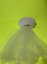 Vintage Faux Fur Womens Pill Box Hat With Brooch attached Veil Read