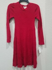 STYLE & CO Red Ribbed Long Sleeve Bodycon Sweater Dress PETITE Size PP**NEW**