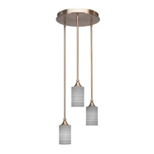 Toltec Empire 3 Light Mini Pendant, Brass, Gray Matrix - TZ2143-NAB-4062
