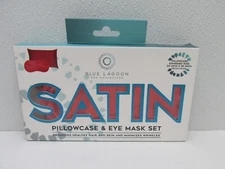 Blue Lagoon Satin Standard Pillowcase And Eye Mask Set Spa Collection RED
