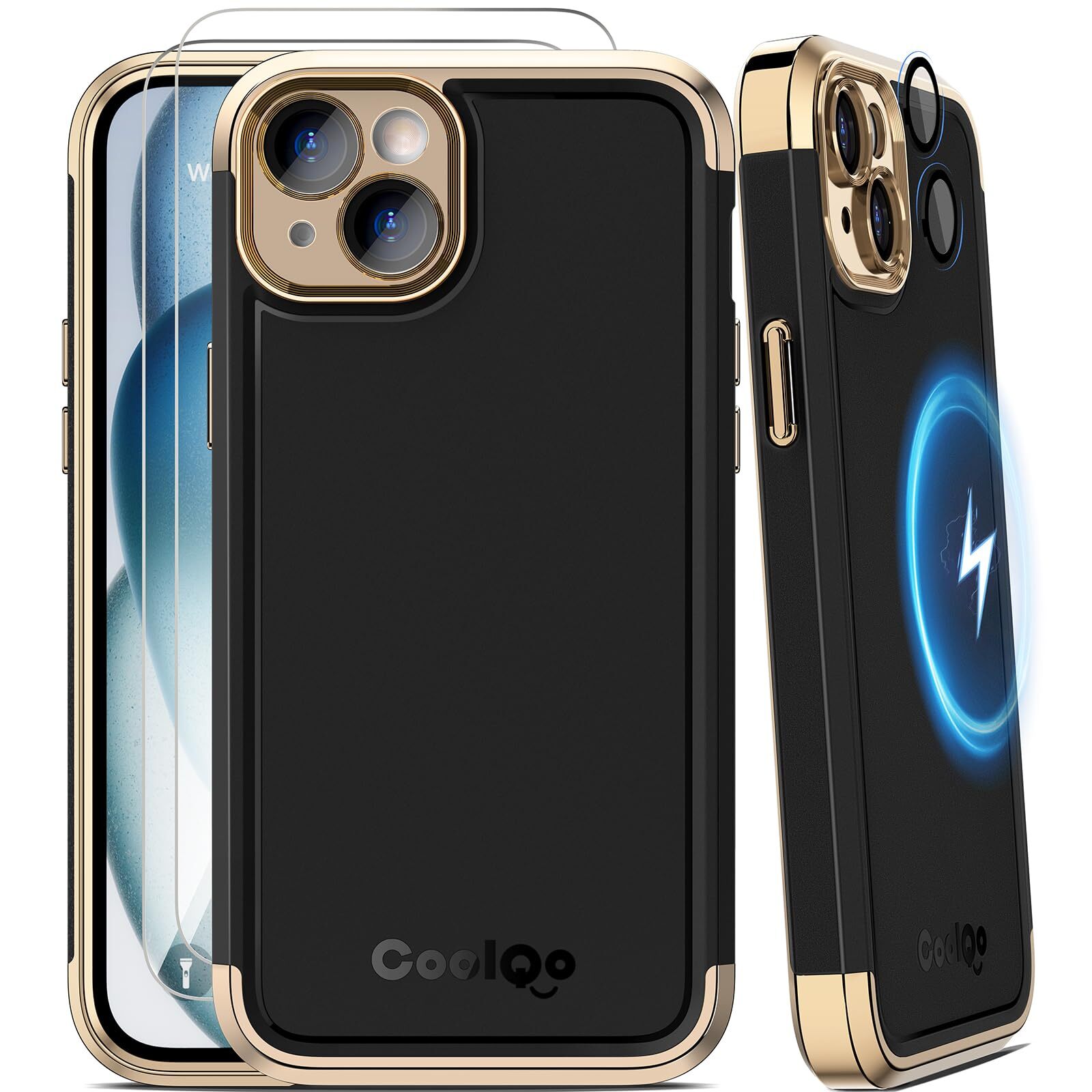 COOLQO Magnetic for iPhone 15 Case Compatible with MagSafe 2XTempered Glass S...-image