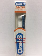 VTG Blue 1985 Oral-B 20 CHILD 3 ROW Toothbrush NIB Clear Round Polished Bristles