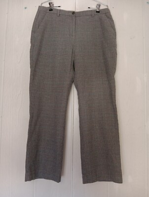 LL Bean Pants Classic Fit Womens Petite 12P Cotton Flannel Gray Houndstooth 