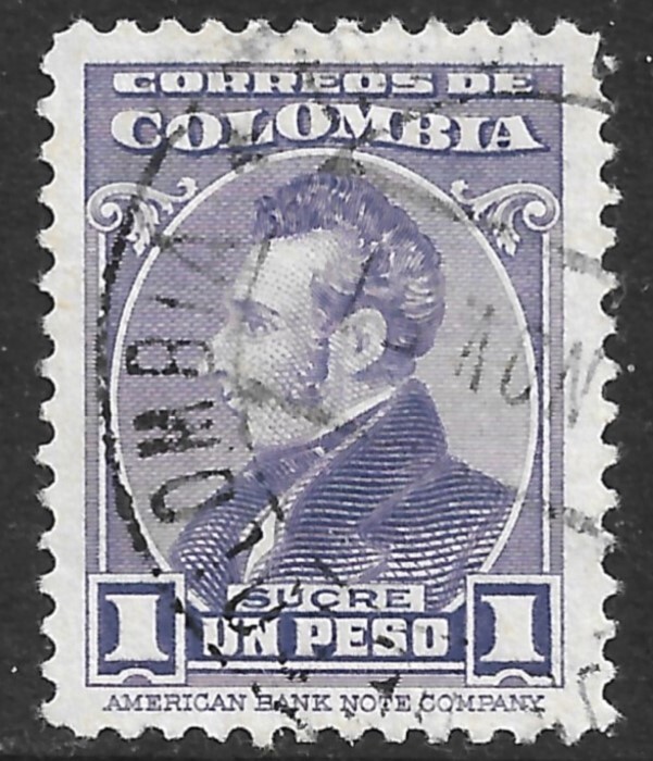 Colombia Scott #554 VF Used Issued 1947 Antonio Sucre SOTN Cancel.