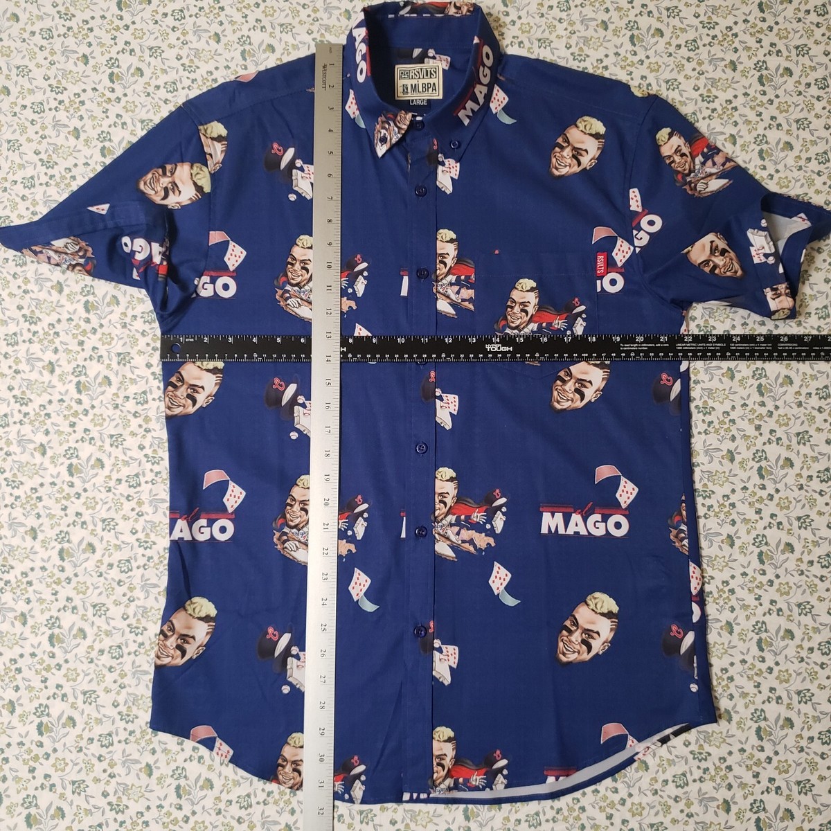 ナ*君様 40's 50's 開襟シャツレーヨンRoos Bros Sports RSVLTS Roosevelt Button Down Shirt Mens Adult Large L Blue Chicago