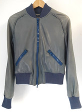 See By Chloé Electric Blue Leather Distressed Bomber Jacket Xs S Uk 10
