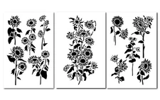 SUNFLOWER Painting Stencils Wall Decorating Airbrush 14" Flower Template 3PK