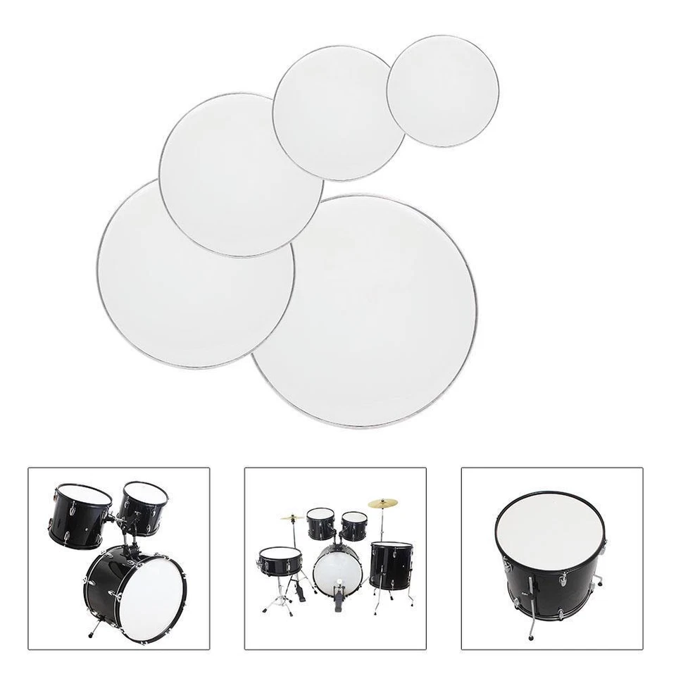 Professional 12" 13" 14" 16" 22" PET Drum Heads Drum Skin w/ Dot Set White Color