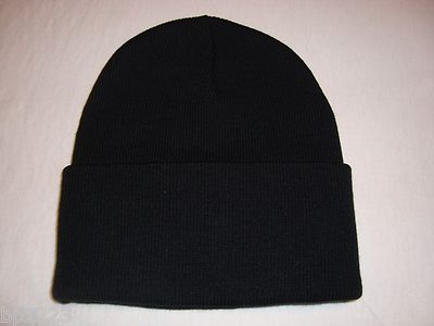 Superior 12'' BEANIE Acrylic Knit CAP , Black , Ski, NEW