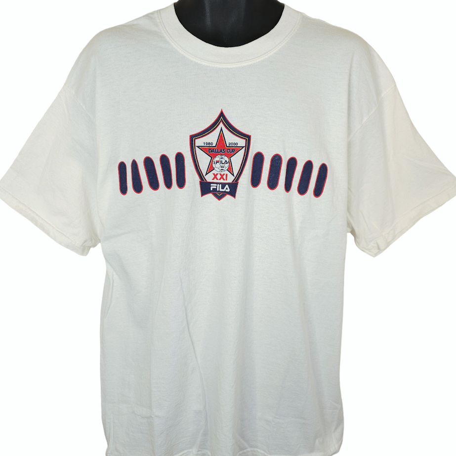 T shirt calcio FILA Dallas Cup vintage uomo taglia XL Y2K calcio made in USA