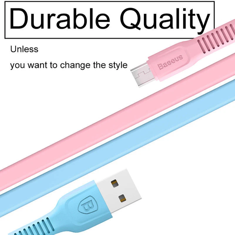 Baseus Flat Micro USB Cable Fast Data Sync Charging Android Phone Charger - Image 4 of 4
