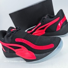Puma Rise Nitro US 14 Men's Red Black Grey Basketball Knit Comfort 377012 12 New