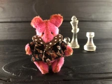 Artist OOAK handmaid jointed miniature plush pink teddy bear toy for Blythe