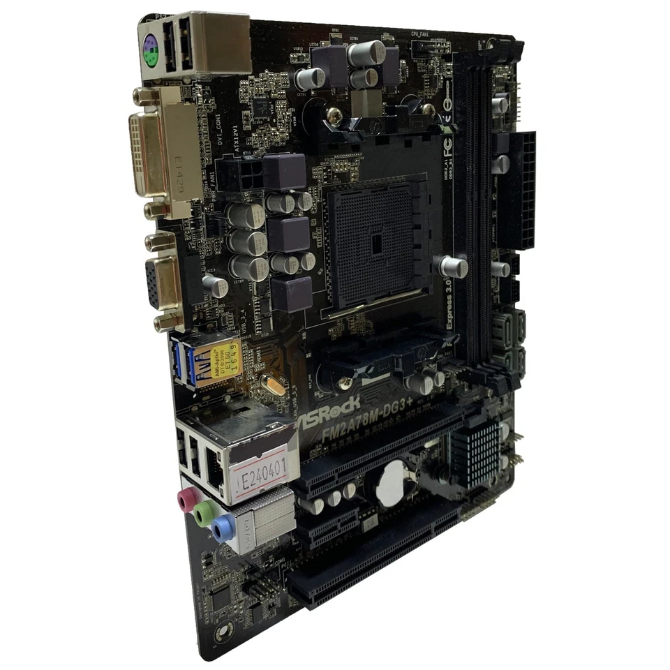 ASRock FM2A78M-DG3+ Motherboard M-ATX AMD A78 FM2+/FM2 DDR3 SATA3 DVI-D VGA+I/O - Image 4 of 4
