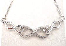 STERLING SILVER 1/4CTW ROUND DIAMOND INFINITY LINK PENDANT NECKLACE
