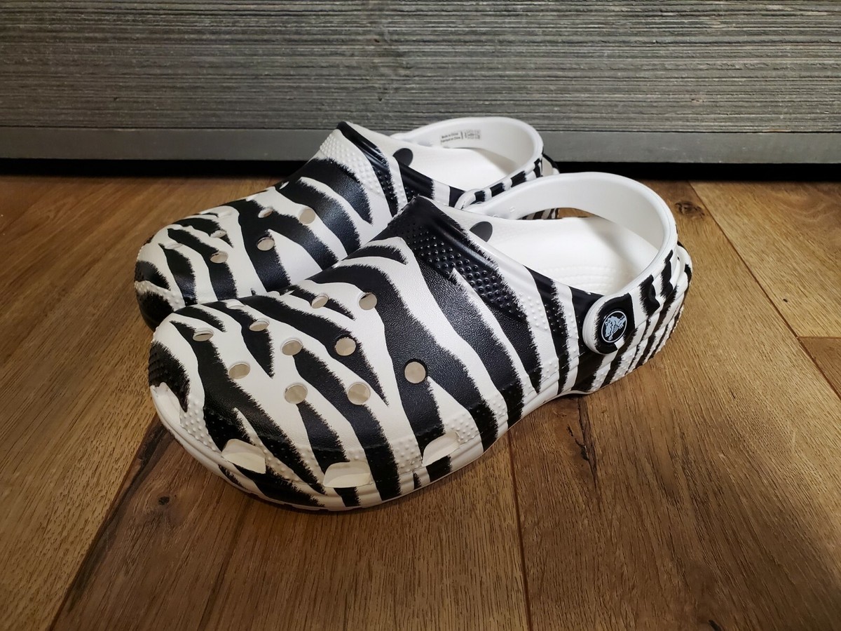 NWOT Crocs Classic Zebra Animal Print Womens 7 Mens 5