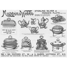 MAPPIN & WEBB Sterling Silver & Prince's Plate Antique Advert Print 1896