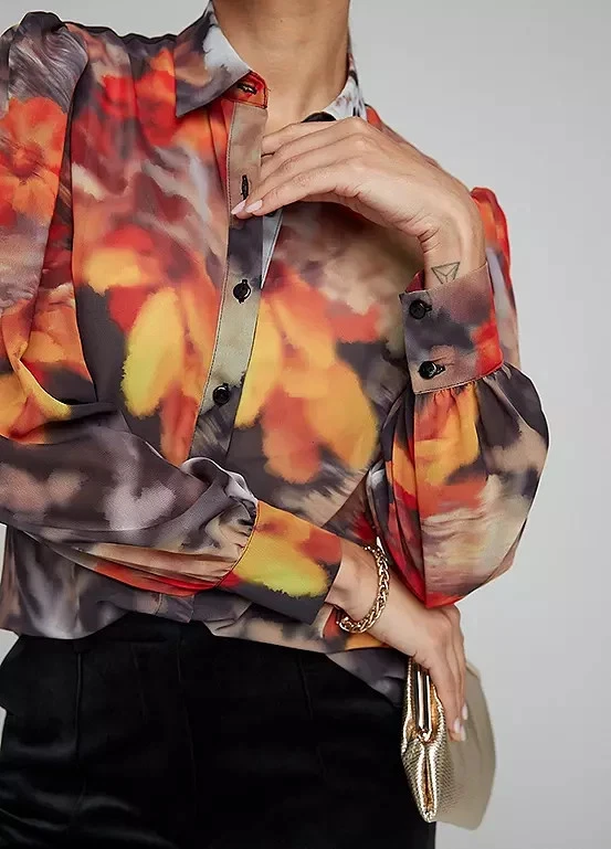 Kaleidoscope Multi Orange Floral Print Shirt Blouse Top Size 14 New RRP £45 - Image 3 of 4