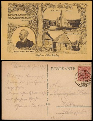 Ansichtskarte Bad Driburg 3 Bild Wil. Weber Kirche Baum 1919