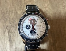 Seiko Sportura SSC359P1 Solar Chronograph Watch Rare White Dial Japan