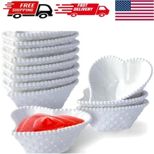 Heart-Shaped Ceramic Dipping Bowls Set of 12 - 3 Inch Mini Dishes for Sauces