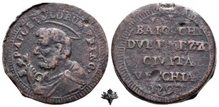 PONTIFICAL STATE Civitavecchia Sampietrino de 2 1/2 baiocchi 1797 Pope Pius VI