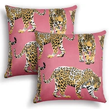 2 Pcs Leopard Preppy Throw Pillow Covers 18 x 18 Inch Hot Pink Trendy Cheetah...