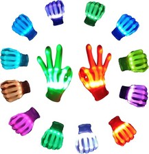 12 Color Led Light up Gloves Cool Finger Flashing Toys Gifts for Medium