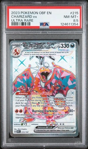 2023 POKEMON OBF EN-OBSIDIAN FLAMES ULTRA RARE #215 CHARIZARD EX PSA 8.5