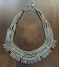 Zad Multi Strand Statement Necklace Silver Tone Lobster Closure.  16 inch.