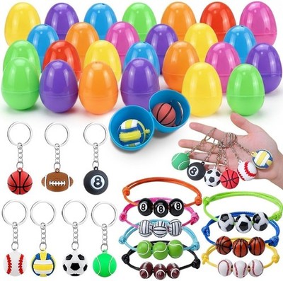 84 Pieces Easter Eggs Filled with Keychains and Bracelets for Kids
