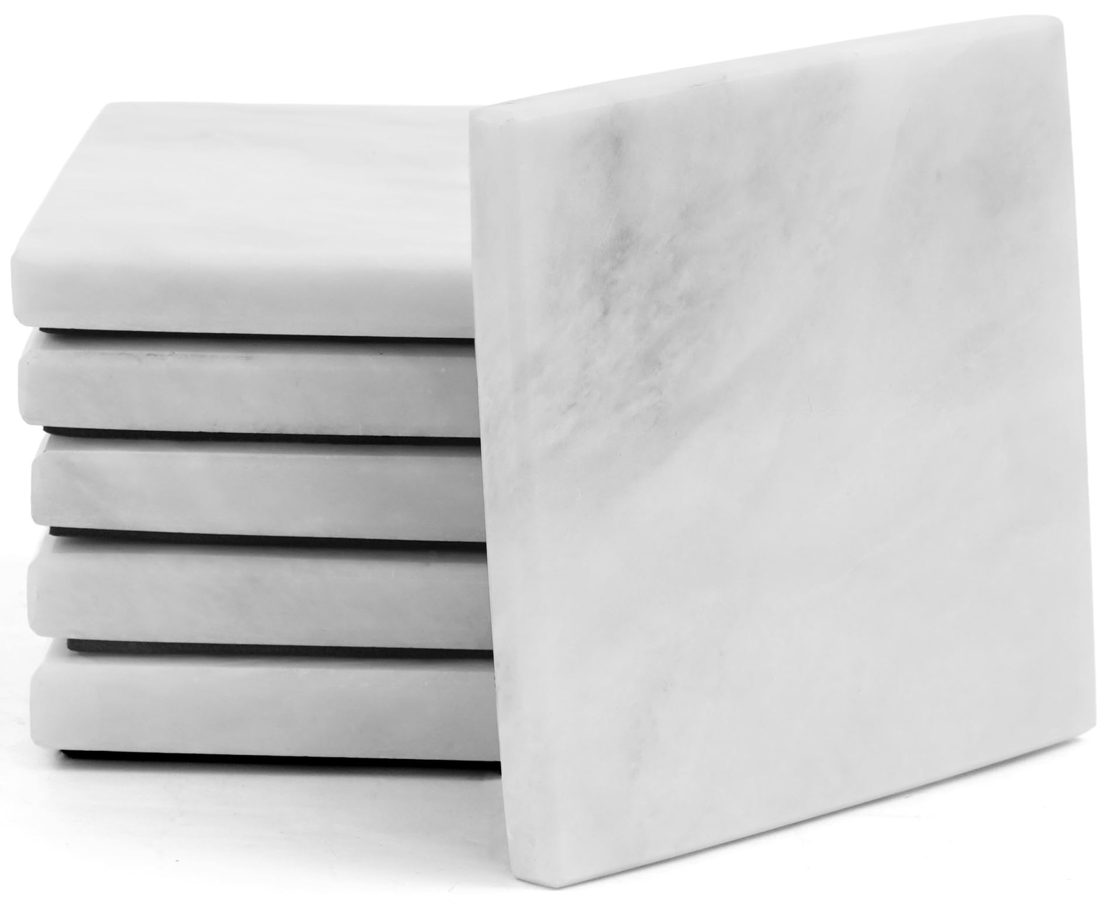 White Marble Coasters Set of 6 Handmade 3.5
