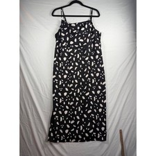 Black and White Abstract Petal Print Cowl Neck Spaghetti Strap Maxi Dress