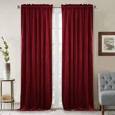 Theater Red Velvet Curtains Christmas Curtains Super Soft Thermal Insulated Wind