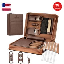 Cigar Humidor Box, Portable Cigar Travel Case with Cedar Cutter