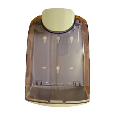 Wall-Mount Manual Soap Dispenser Smoke Gray/Clear Cover White Push Button