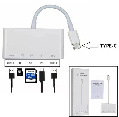 Kartenleser Adapter Typ-C auf Dual USB 3.0 SD TF PD Ladeschnittstelle 5-in-1