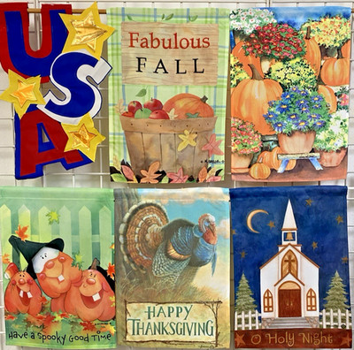 NEW Lot 6 Garden Flags, Flag, Fall, Winter, 12.5'' x 18'', Beautiful! Holy Nt, USA