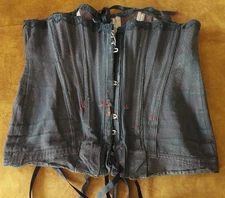 Antique Victorian Black Cotton Corset 1900
