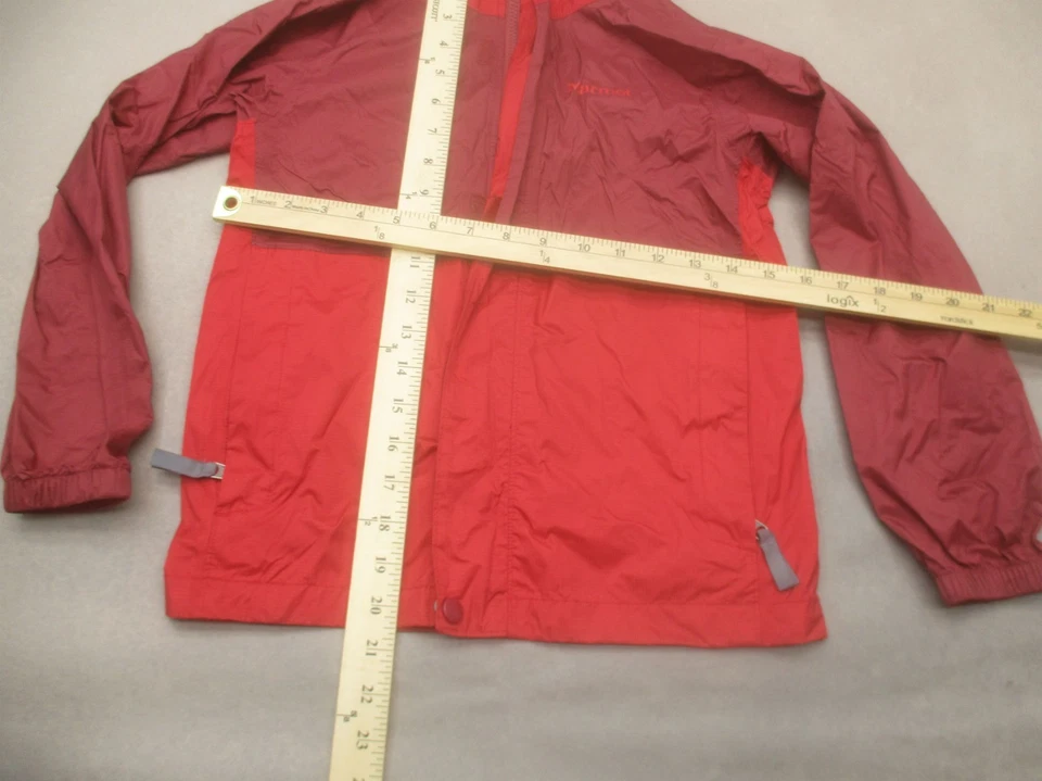 Marmot Size S Girls Red Hooded FullZip Pockets Windproof Outdoor Rain Jacket 814 - Image 2 of 4