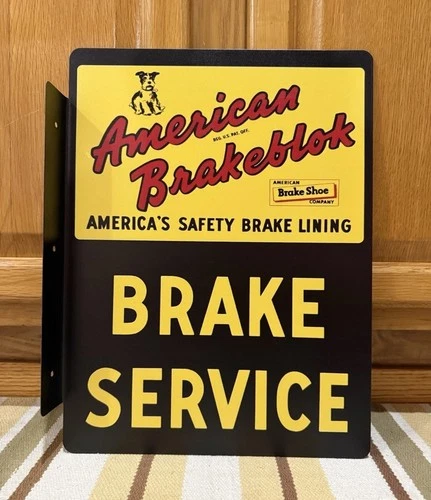 American Brakeblok Brake Service Flange Sign Gas Oil Vintage Style Wall Decor 1