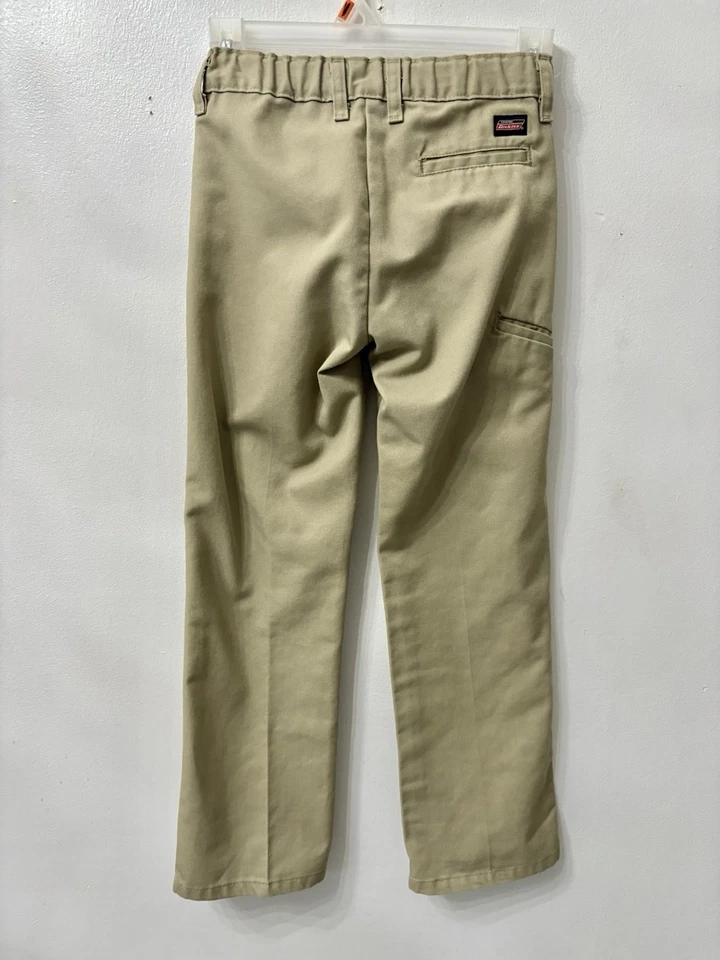 Pantalones de uniforme Dickies para niños caqui talla 10 largo 32” cintura ajustable escuela Foto 2 de 4