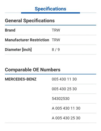 Mercedes-Benz Brake Booster Servo Master Cylinder S-Class PSA739 TRW - Picture 2 of 3