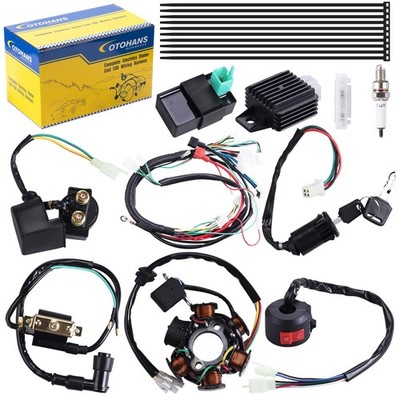 ATV Wiring Harness Coil Stator Relay CDI Spark Plug for 50-125cc Engines NEW