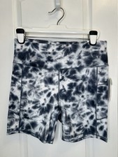 Gaiam Active OM Bike Yoga Shorts Women's Size XL Grey Tie Dye Media Pockets NWT