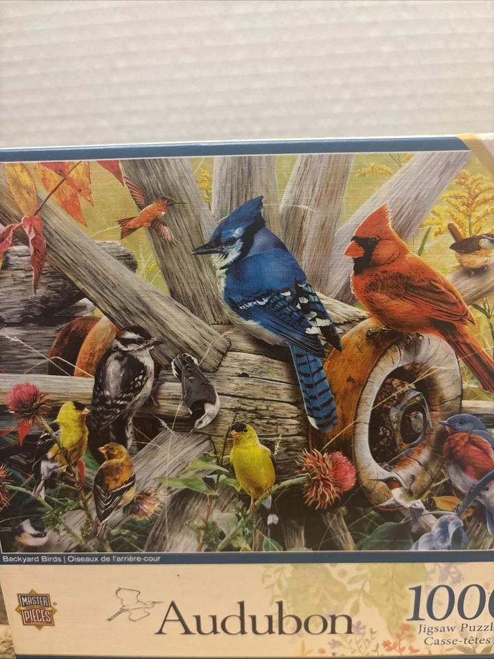 Masterpieces 1000 Pc Jigsaw Puzzle Audubon BACKYARD BIRDS #31978 Linen NEW - Image 4 of 4
