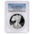 2021-W $1 1-oz T1 Proof American Silver Eagle Congratulations Set PCGS PR70DCAM