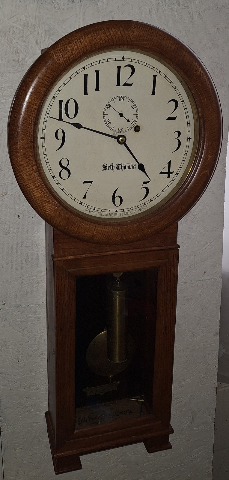Antique Seth Thomas No.2 8-Day Regulator Clock Working w/ Weight And Key